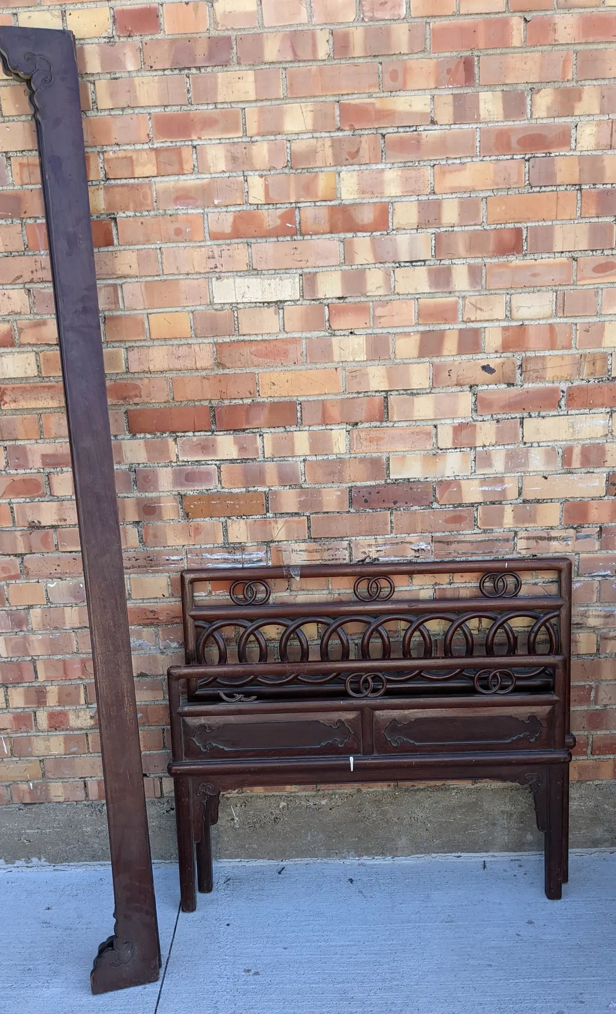 Chinese Rosewood Sngle Bed With Side Rails 1