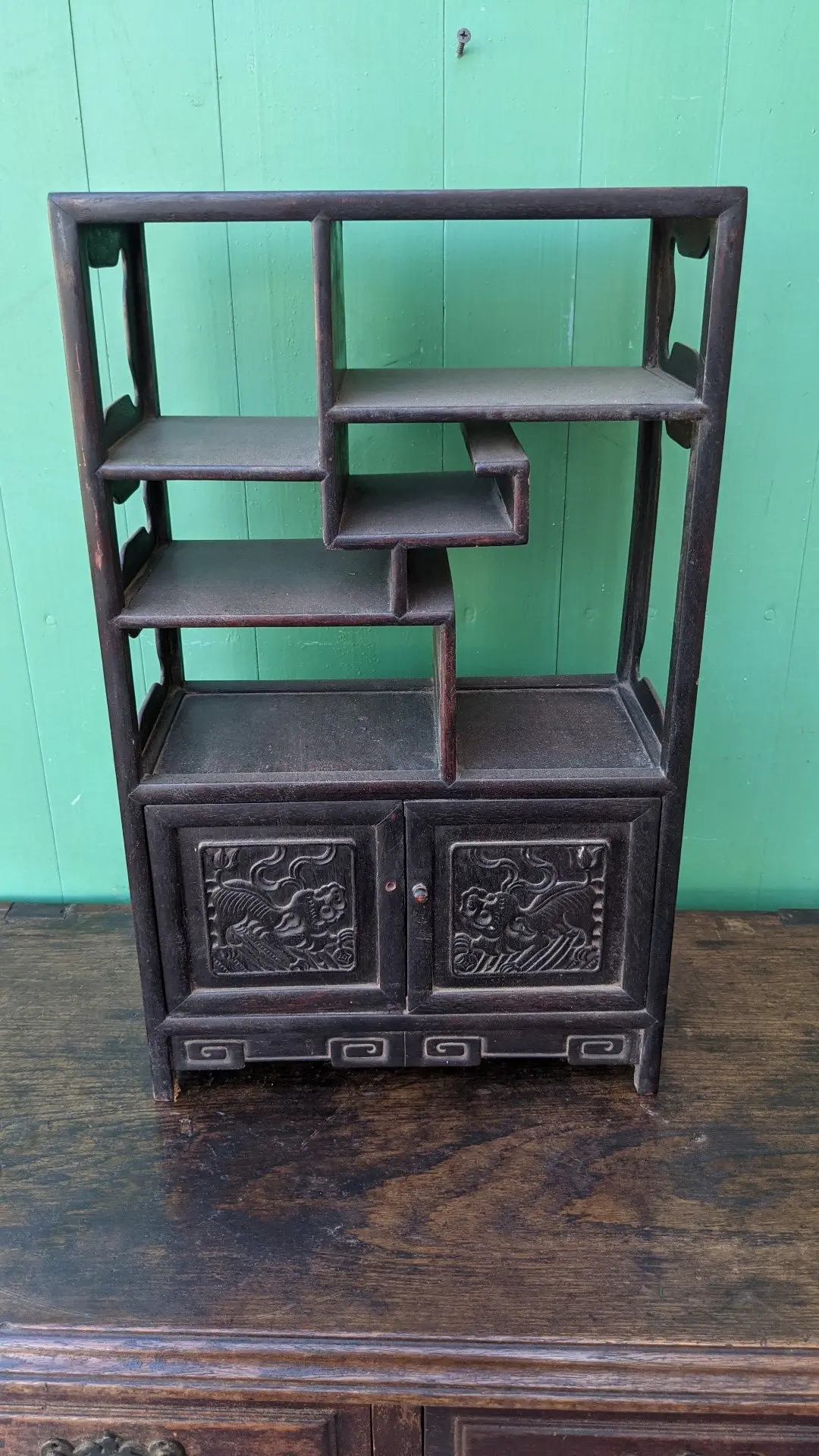 Small Asian Curio Cabinet With Lower Cabinet 1