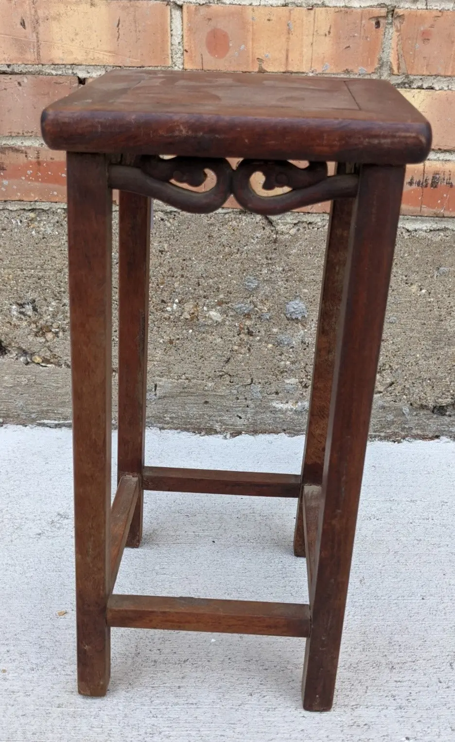 Small Chinese Mahogany Stand With Scroll Trim 1