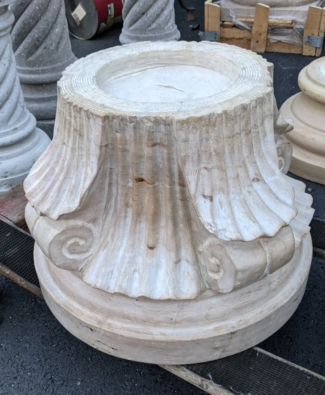 Pair Of Large Marble Capitals 1