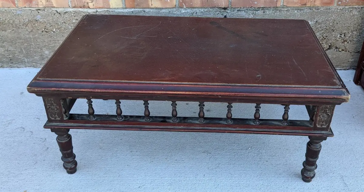 Low Chinese Coffee Table With Spindles 1