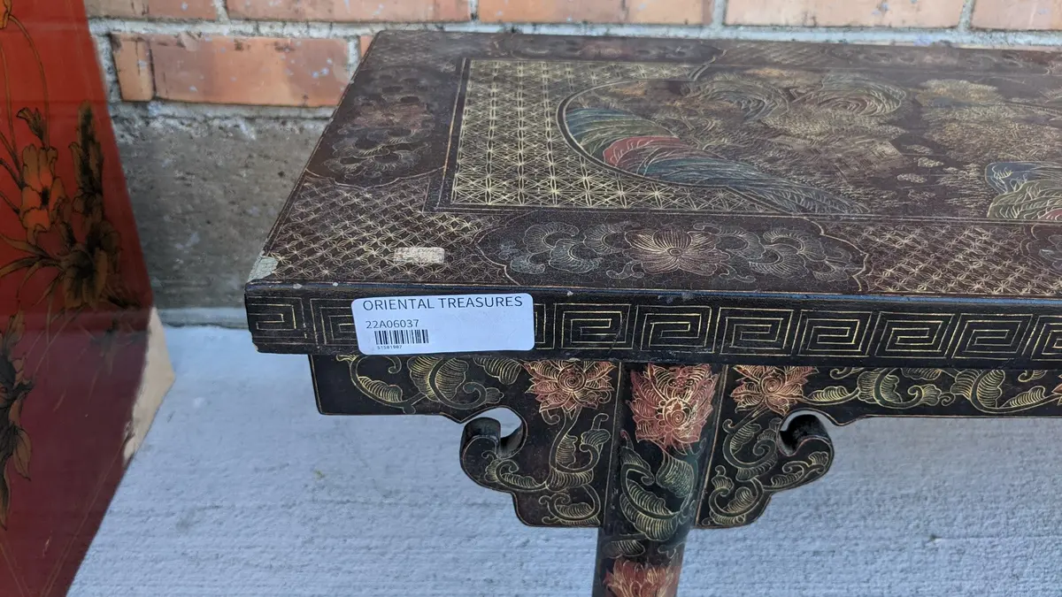As Found Chinese Low Black Lacquer With Gold Coffee Table 1