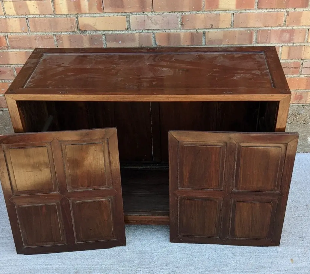 As Found Rosewood Low Cabinet With 2 Sliding Doors Not Attached 1