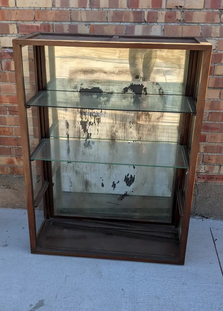 As Found Chinese Rosewood Glass And Mirror Open Displaly Shelf 1