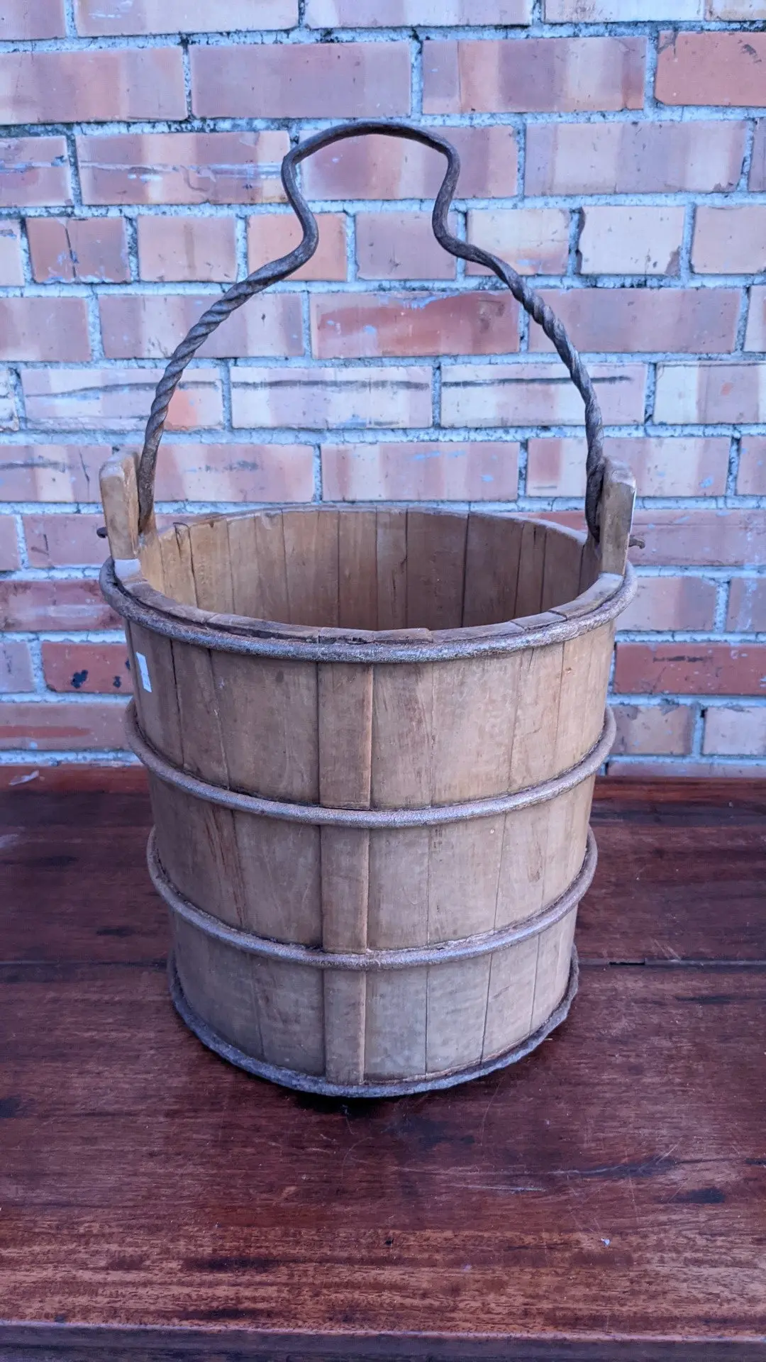 Chinese Iron And Wood Well Bucket 1