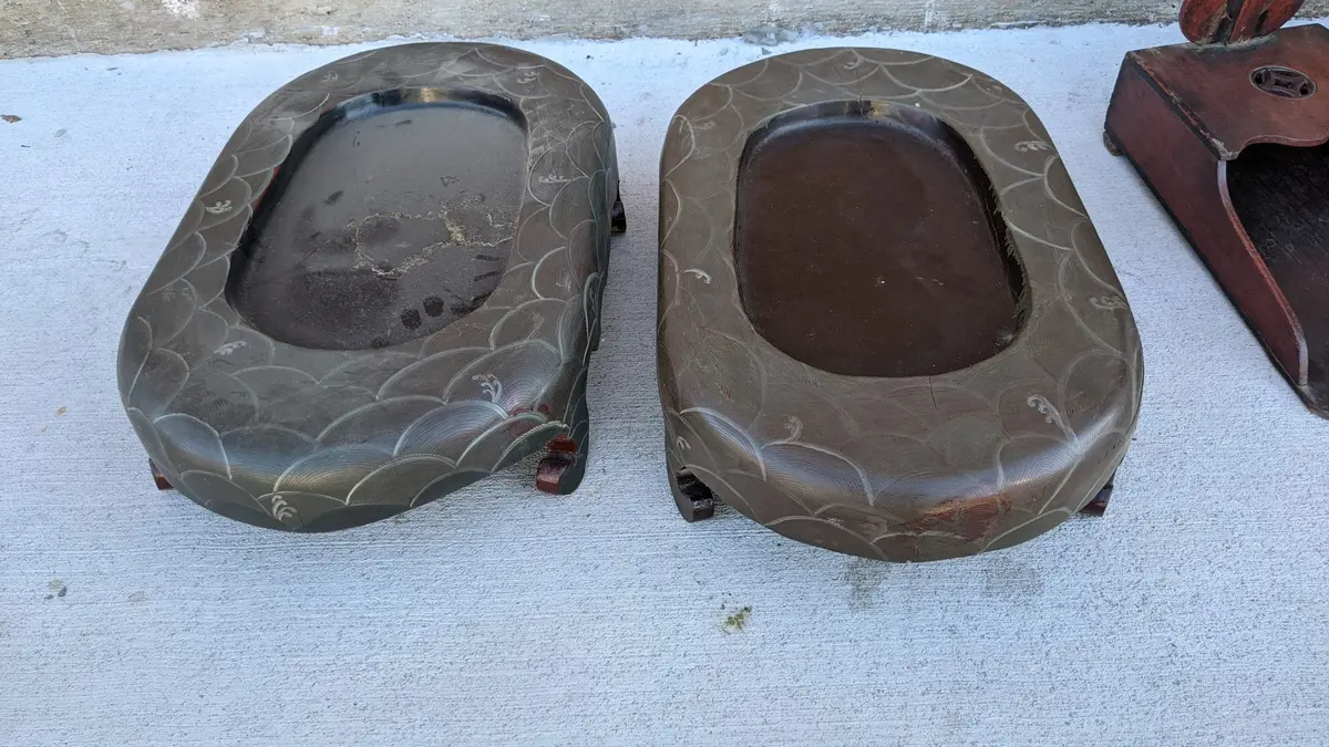 Pair Of Large Oval Plinths 1