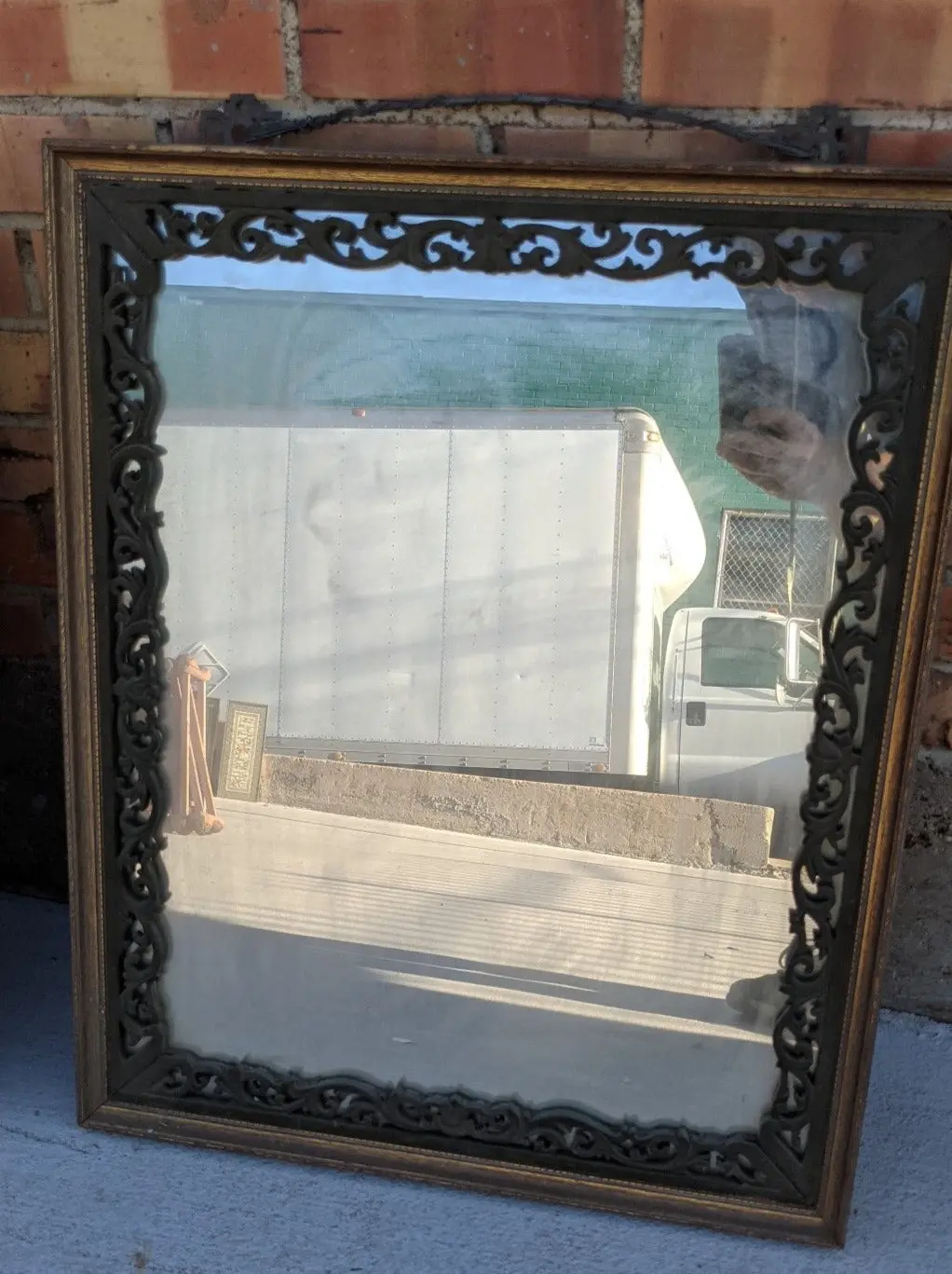 Rectangular Chinese Mirror With Pierce Carved Overlay 1