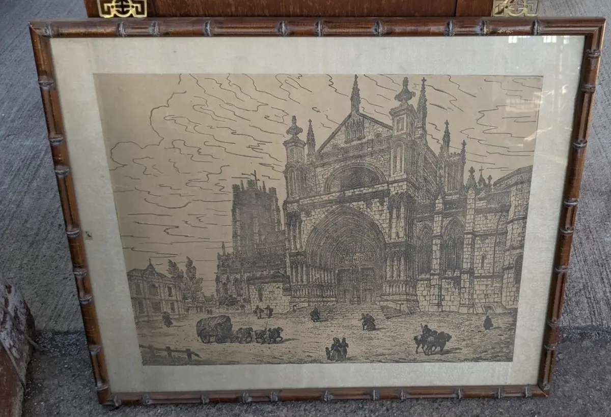 Print Of A Cathedral In Bamboo Frame 1