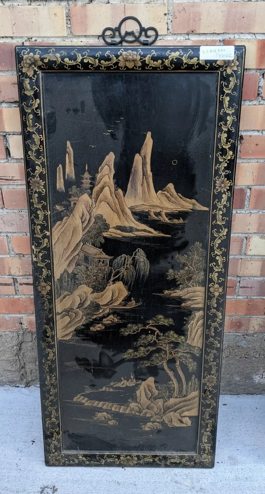 Black And Gold Asian Mountains Panel 1