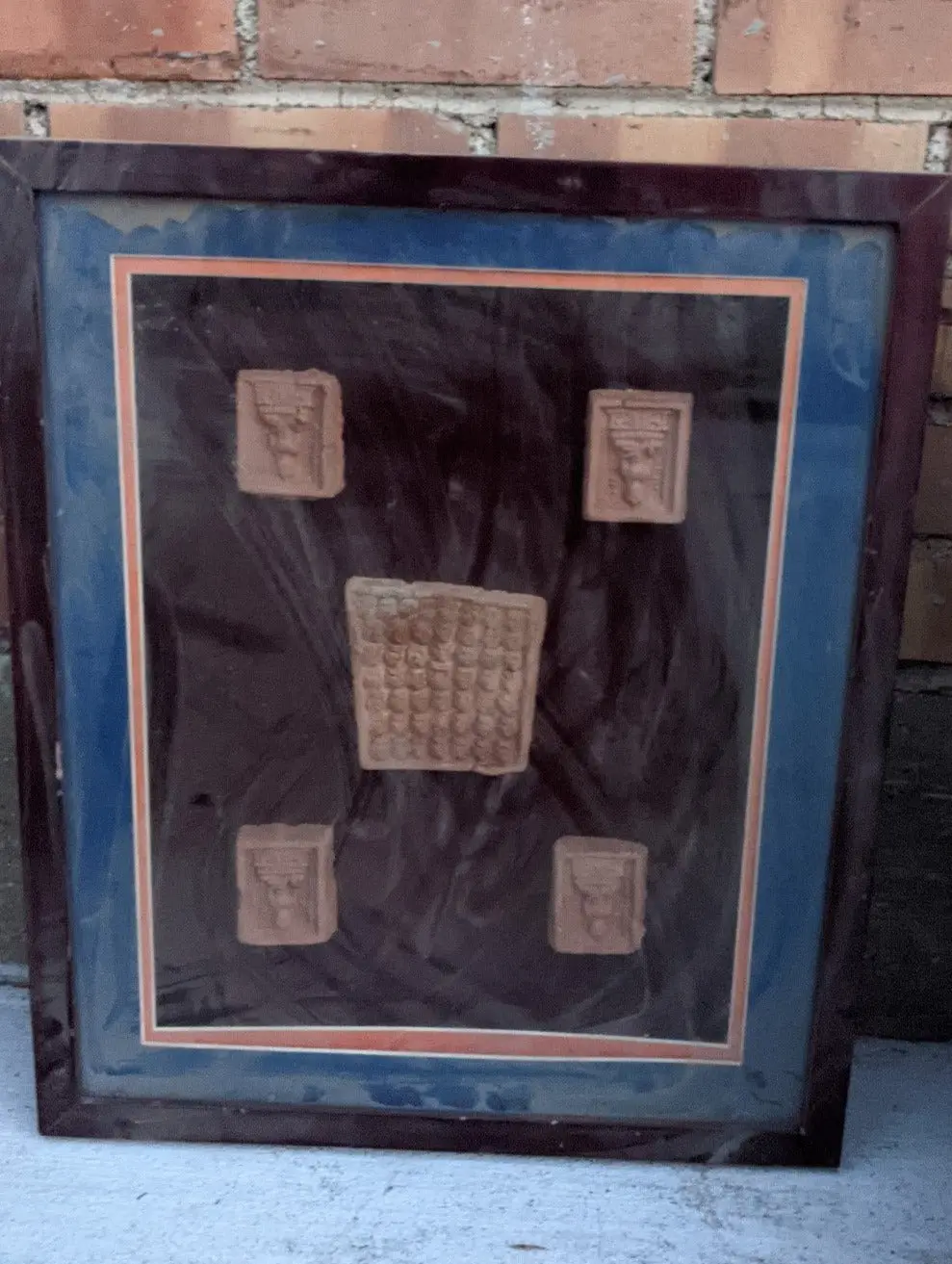Brown Framed Tiles With Blue Matt 1