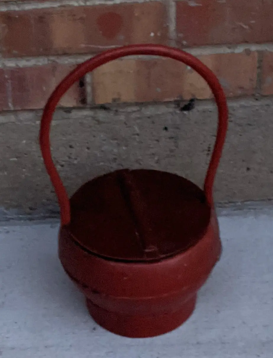 Small Orange Chinese Lidded Container With Delicate Handle 1