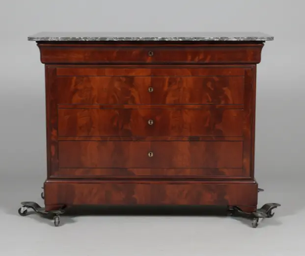 Saint Anne Marble Top Louis Philipe 19Th Century Chest 1