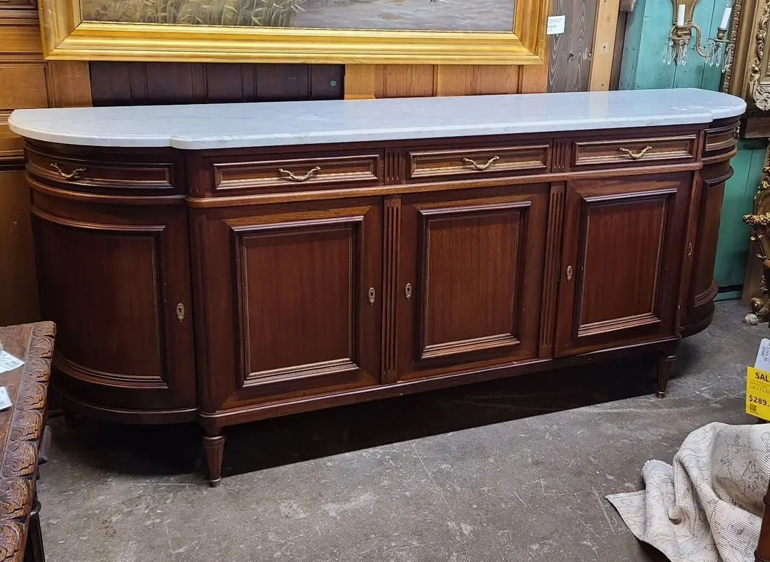 Louis Xvi White Marble Top Sideboard 1