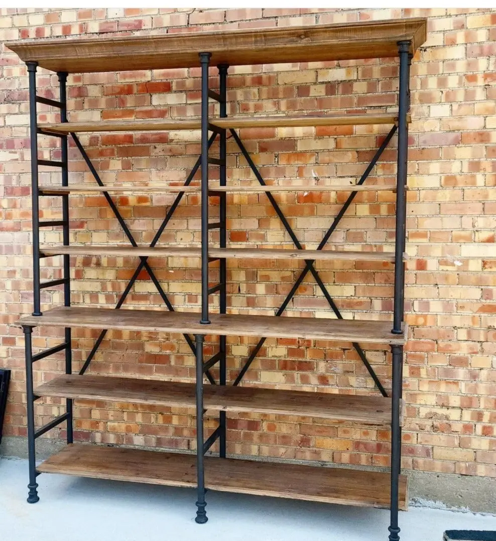 Large Metal And Wood Display Shelf 1