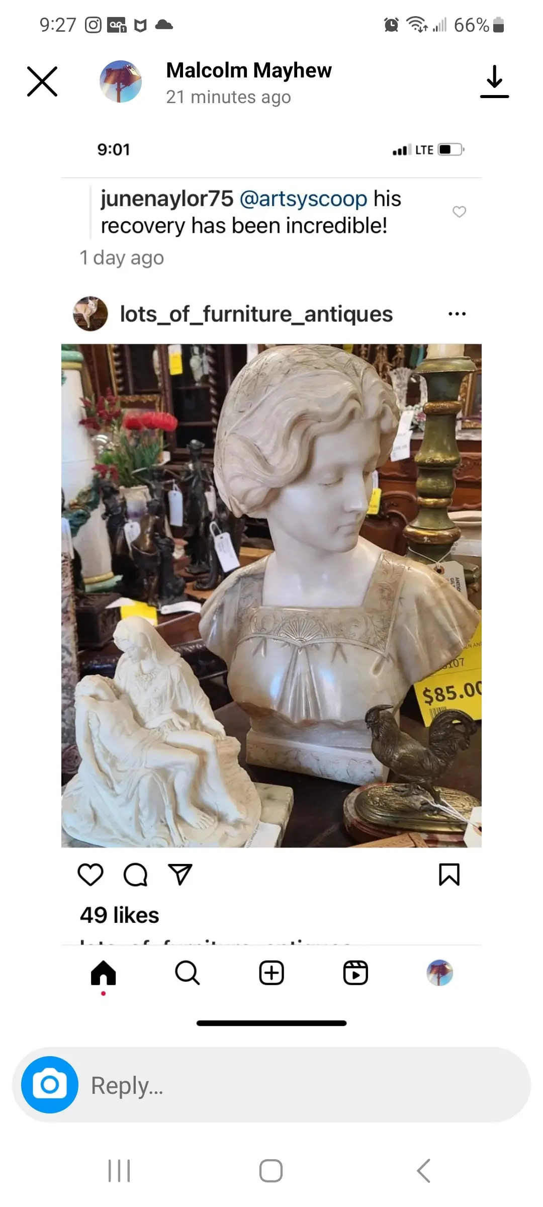 Signed Alabaster Lady Bust 2