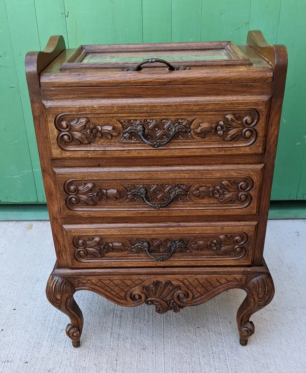 Small Carved Louis Xv Oak Silver Chest 1