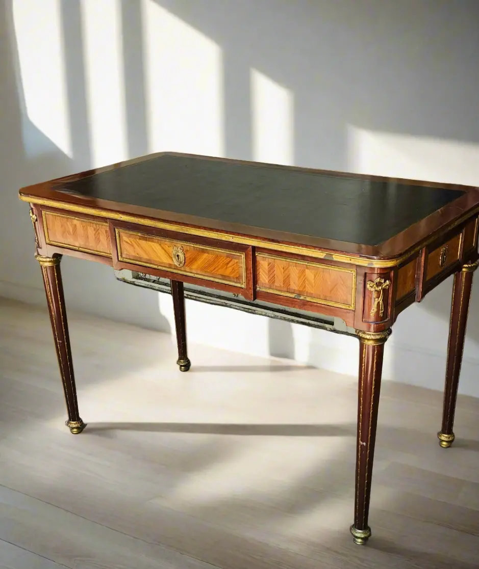 Louis Xvi Black Leather Top Desk With Ormolu 1