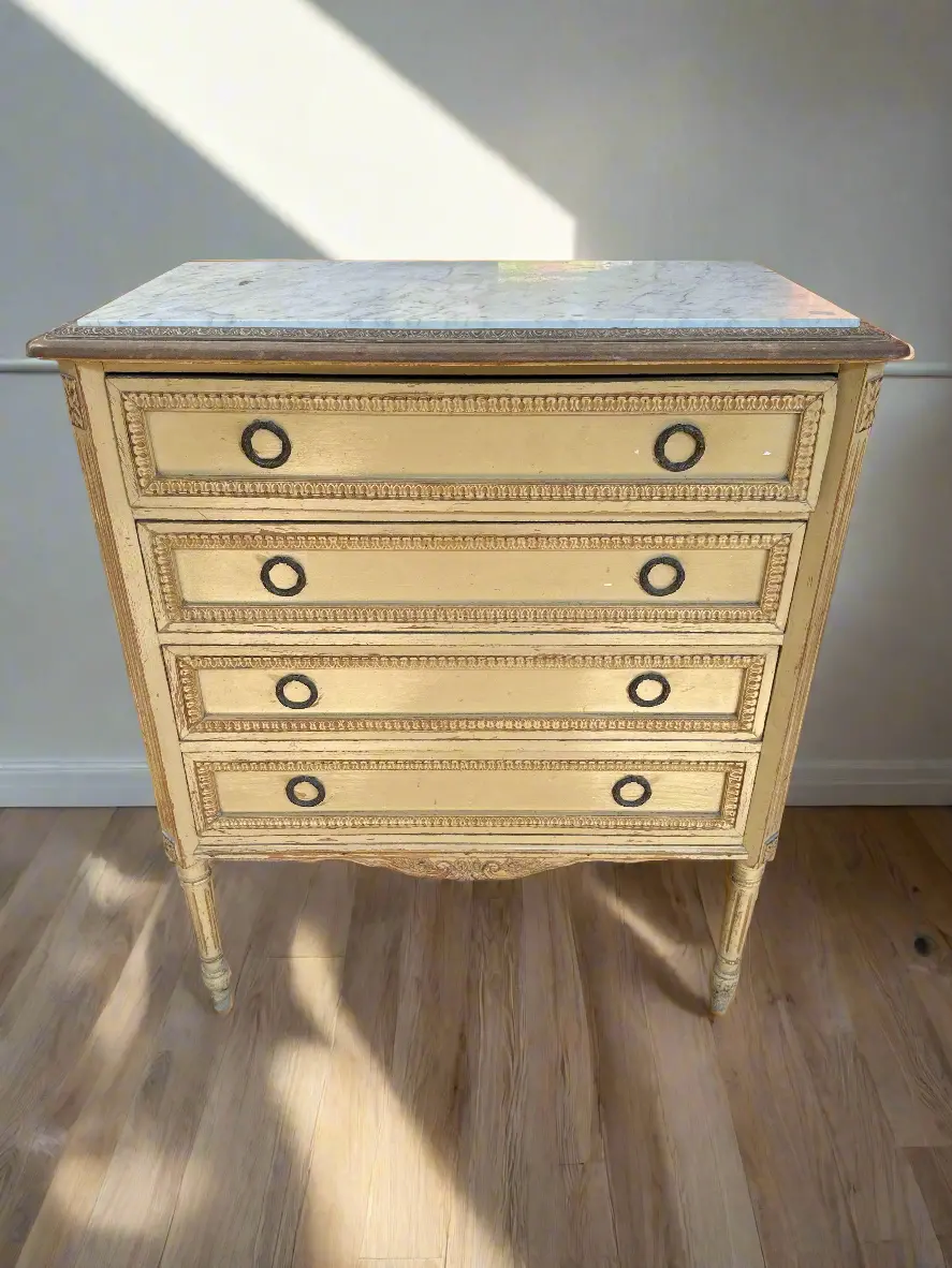 Louis Xvi Painted 4 Drawer Chest On Legs 1