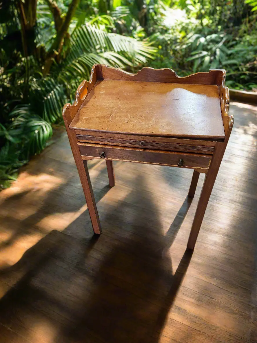 Chinese Chippendale Tiny Table With Pull-Out As Found 1