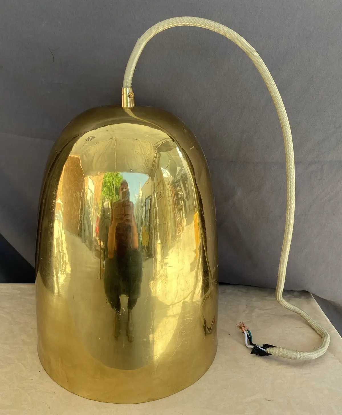 Modern Brass Drop Light With Copper Liner 1
