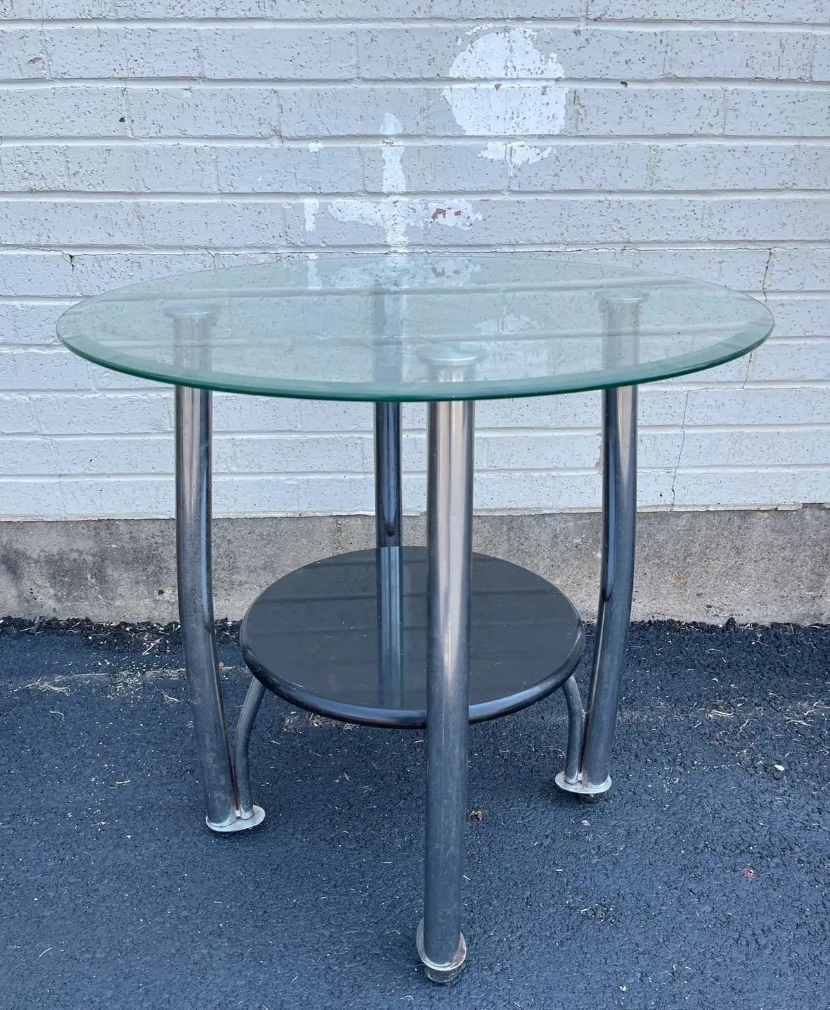 Circular Glass Table With Chrome Base 1