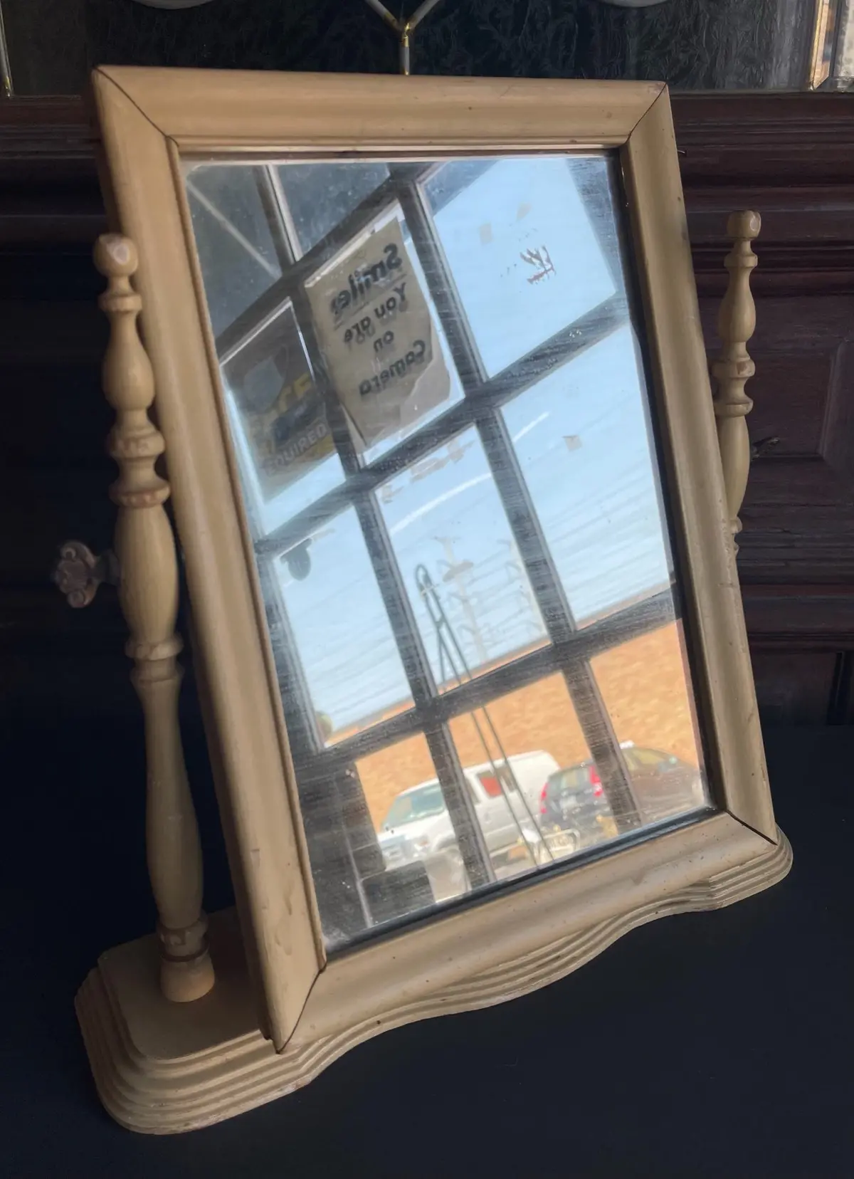 Small Painted Swivel 1930'S Vanity Top Mirror 1