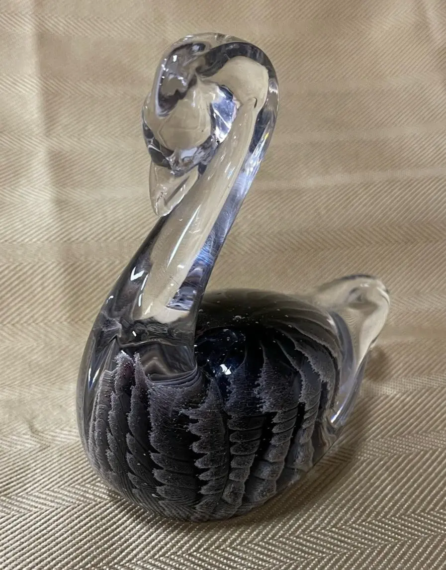 Signed Art Glass Swan 1