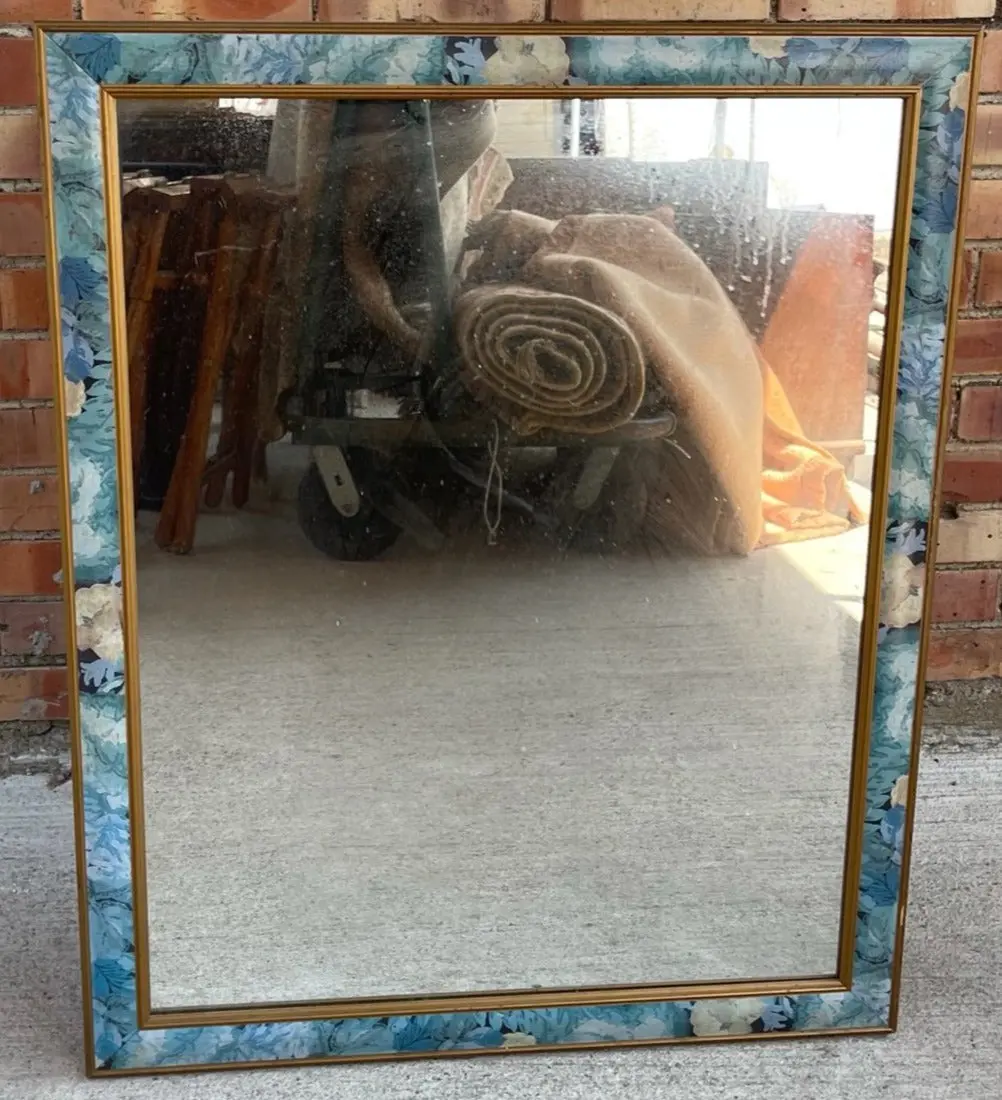 Large Mirror With Floral Print Frame 1