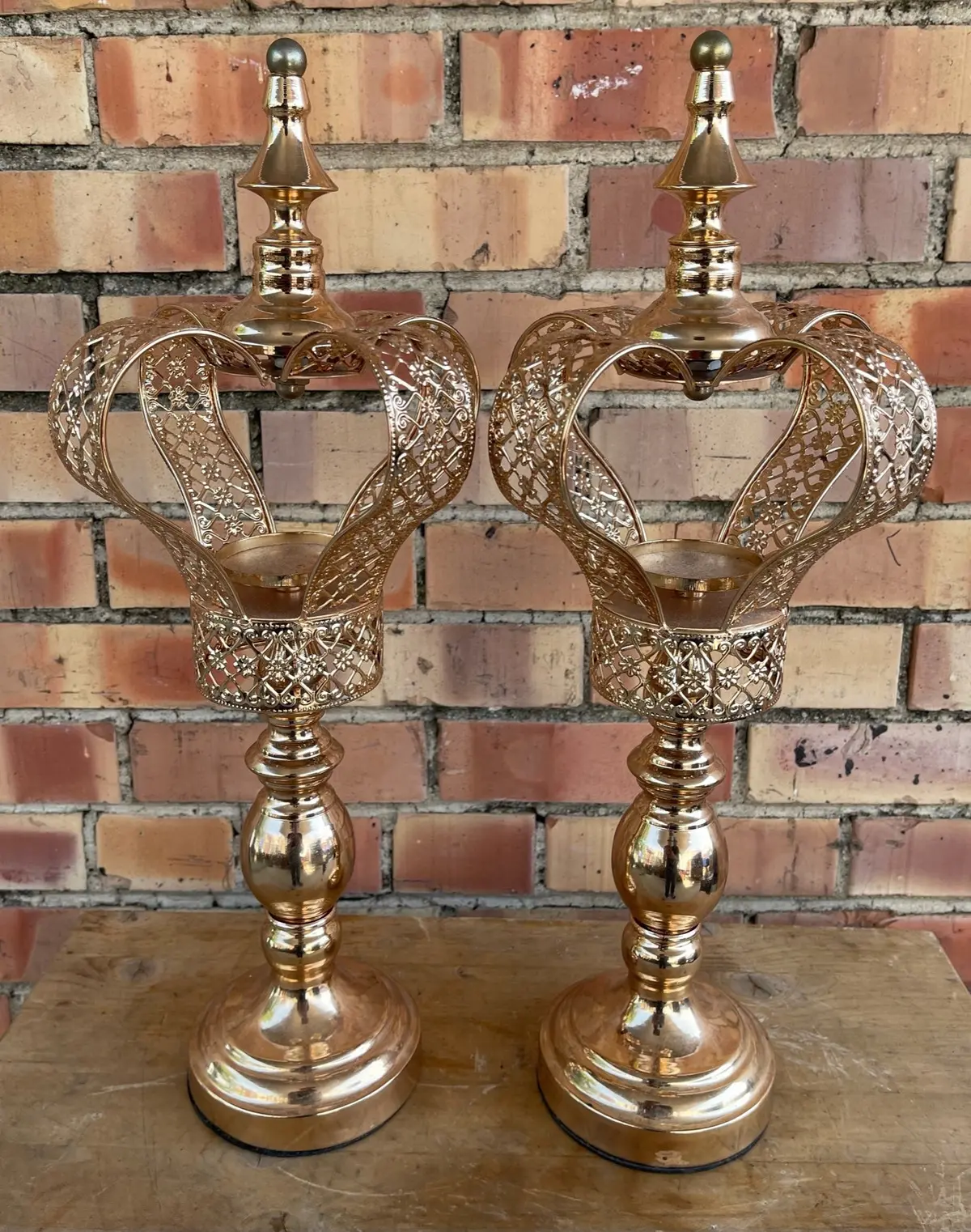 Pair Of Crown Candle Holders 1