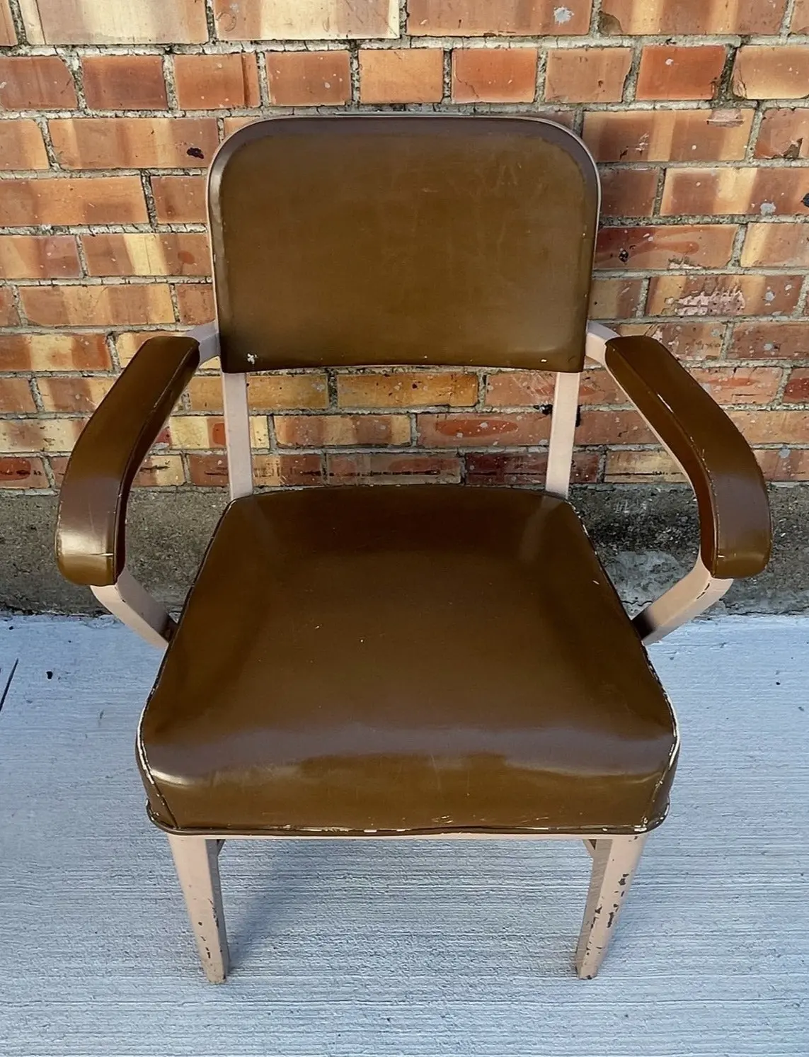 Vintage Industrial Upholstered Steel Arm Chair 1