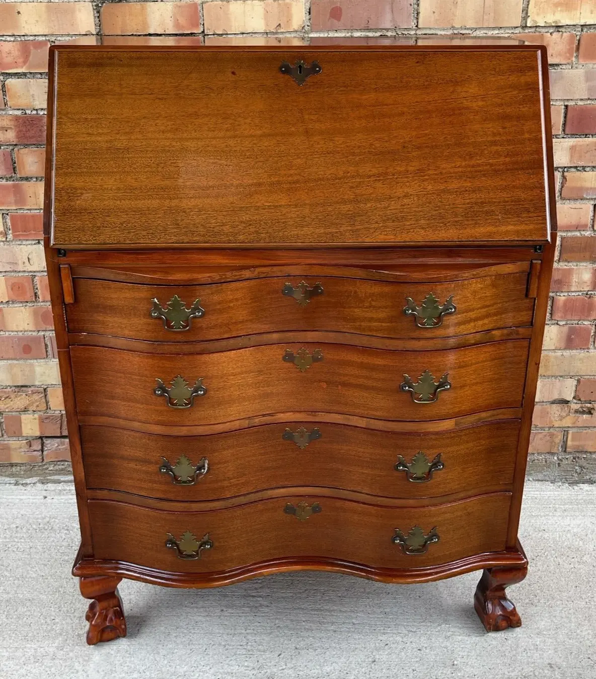 Drop Front Mahogany Desk With Claw Feet 1