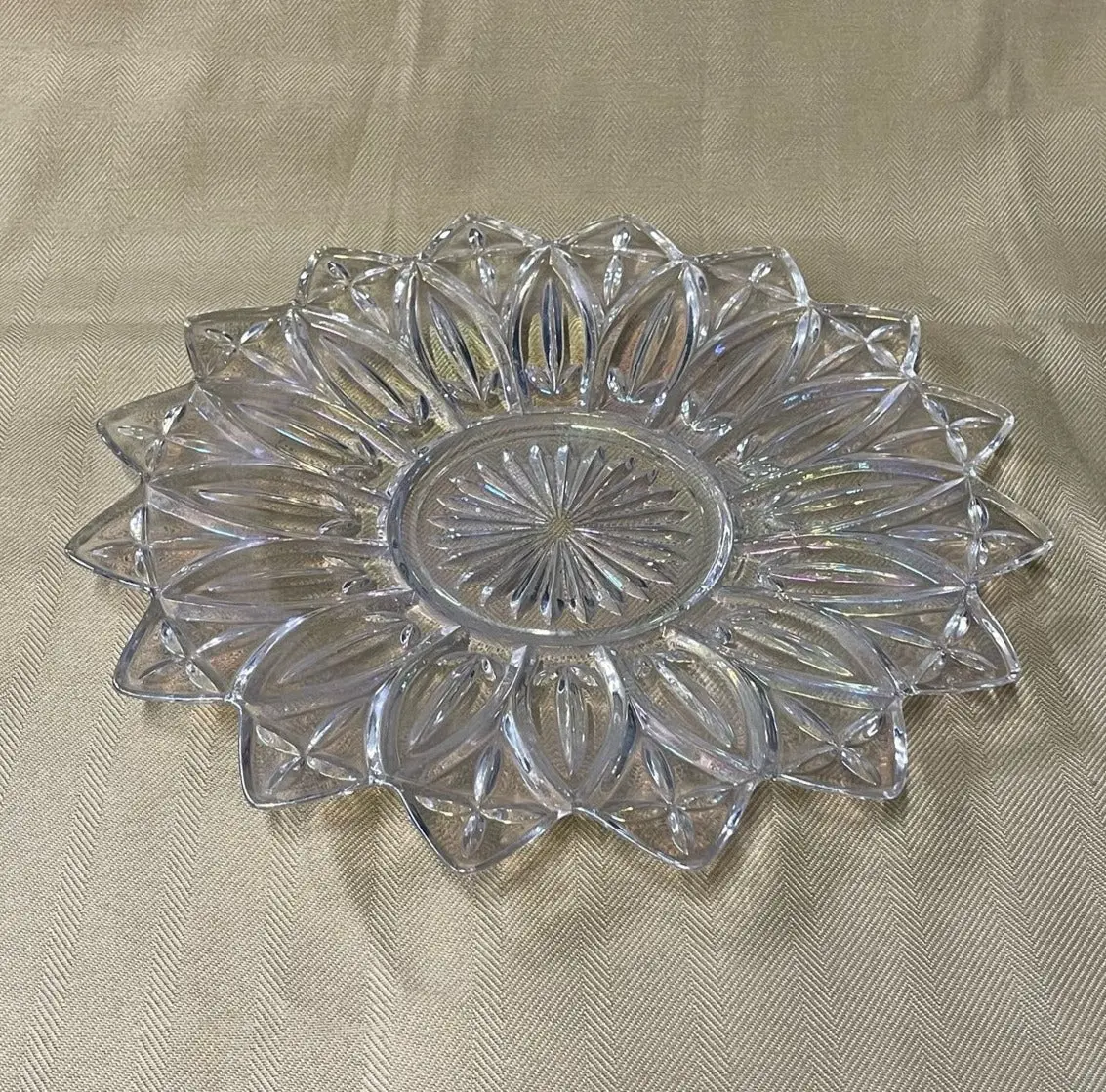 Large Pressed Glass Iridescent Plate 1
