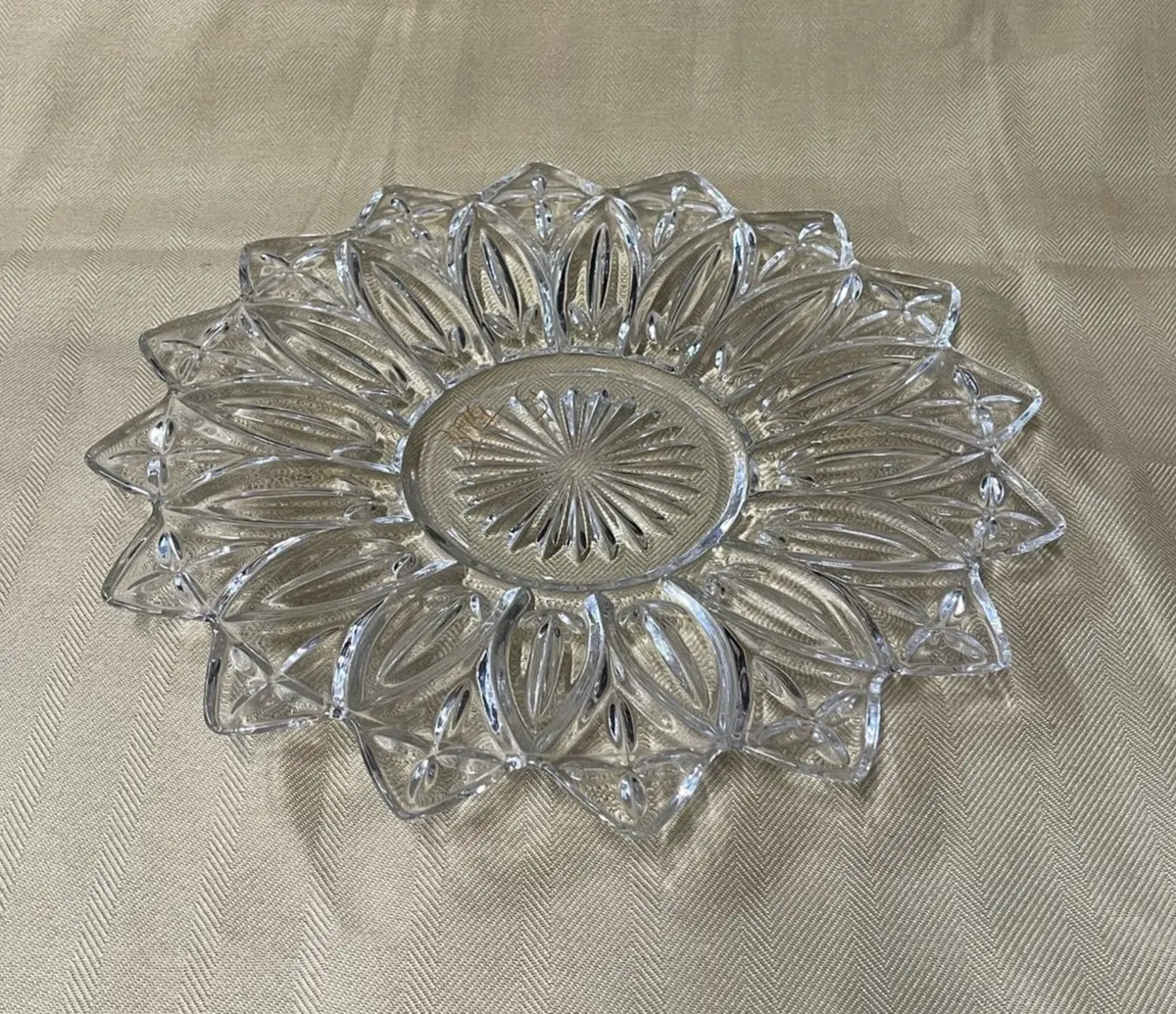Large Pressed Glass Clear Plate 1