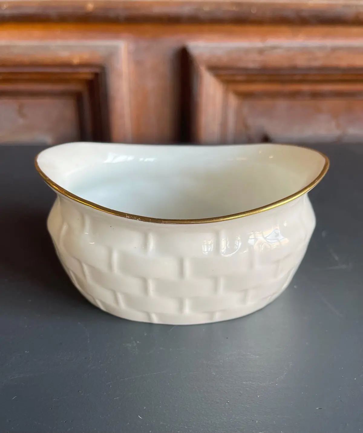 Hammersly English Small White Oval Porcelain Basket 1