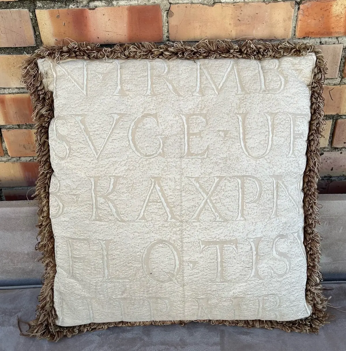 Ivory Colored Pillow With Letters 1