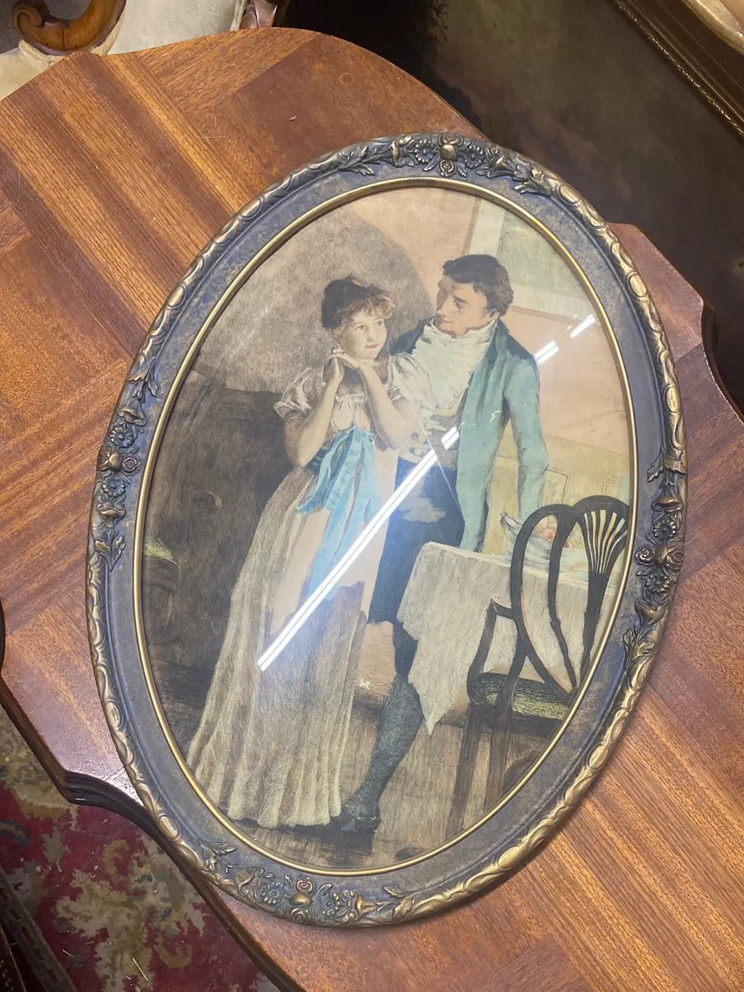 Convex Empire Oval Frame With Couple Print 1