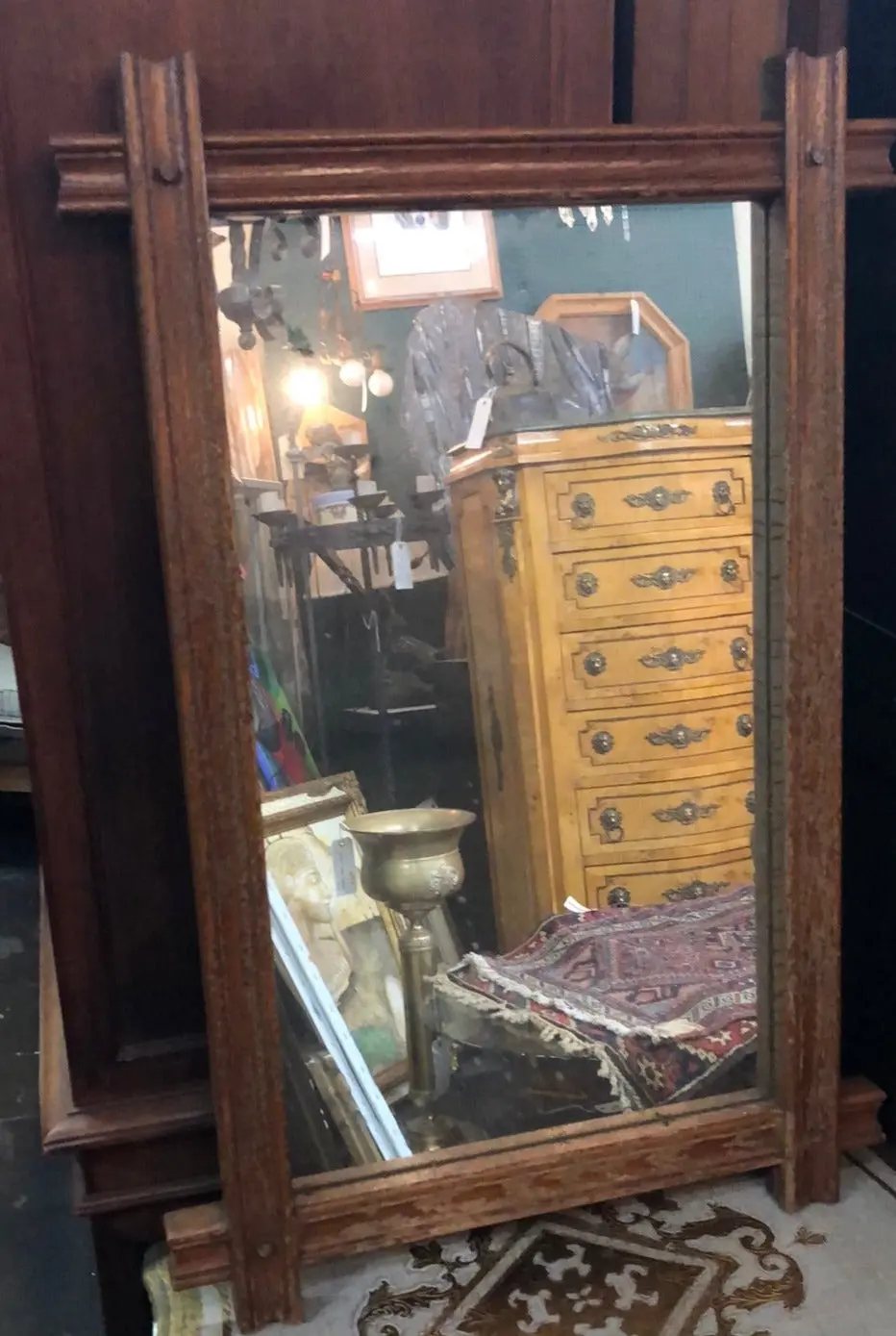 Large Oak Arts And Crafts Mirror 1