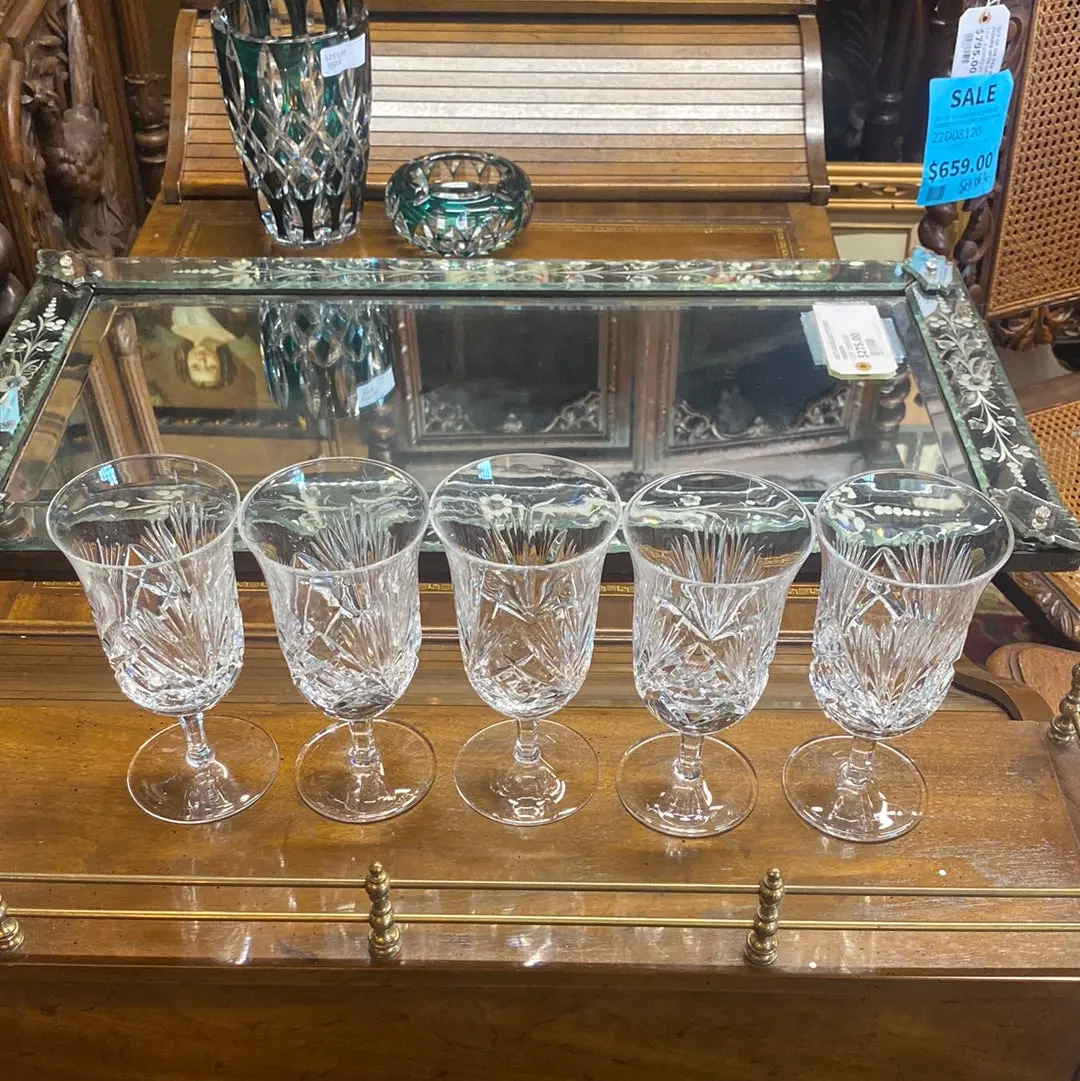 Set Of Eight Crystal Stemmed Water Goblets 1