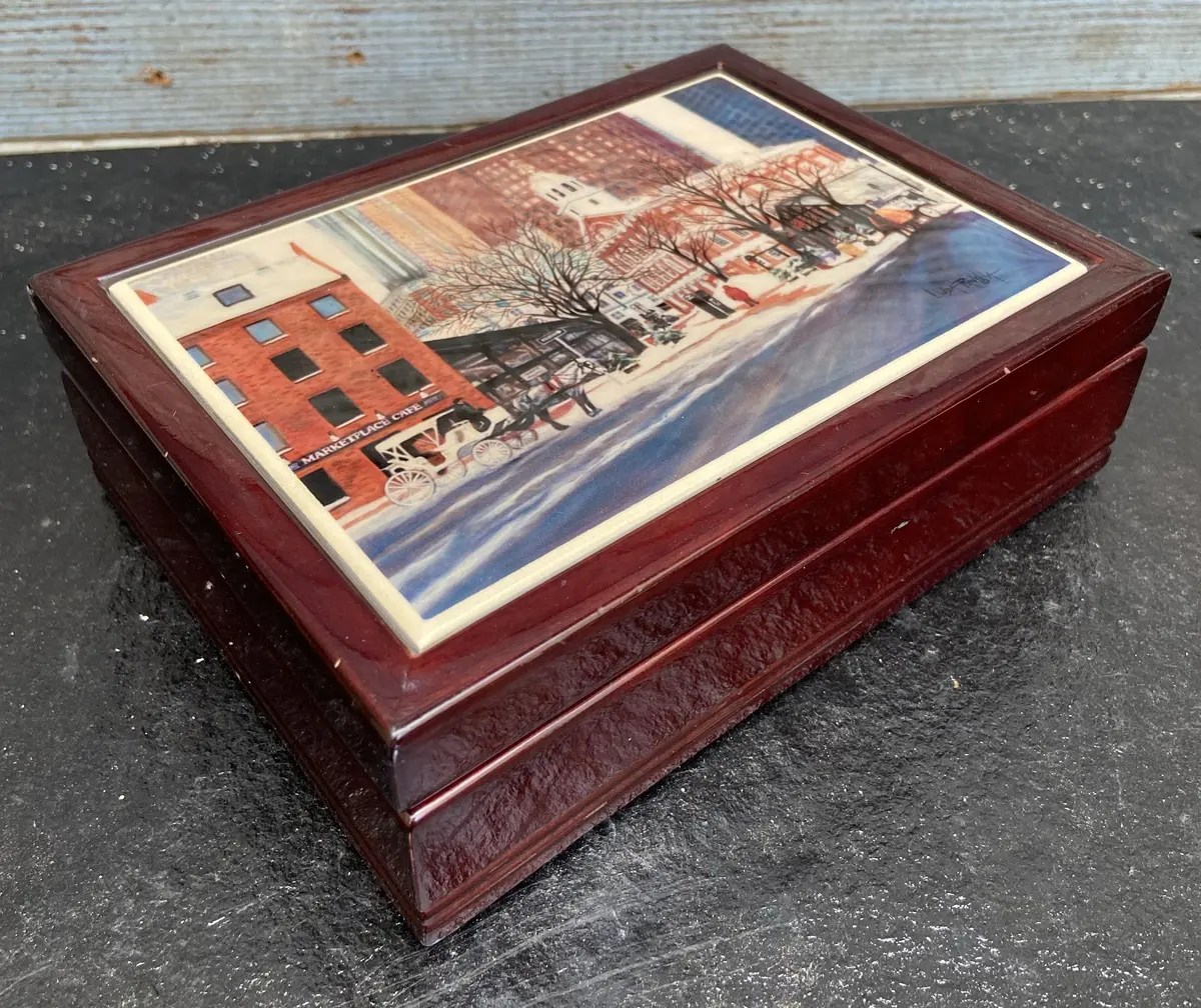 Scenic Tile And Wood Jewelry Box 1