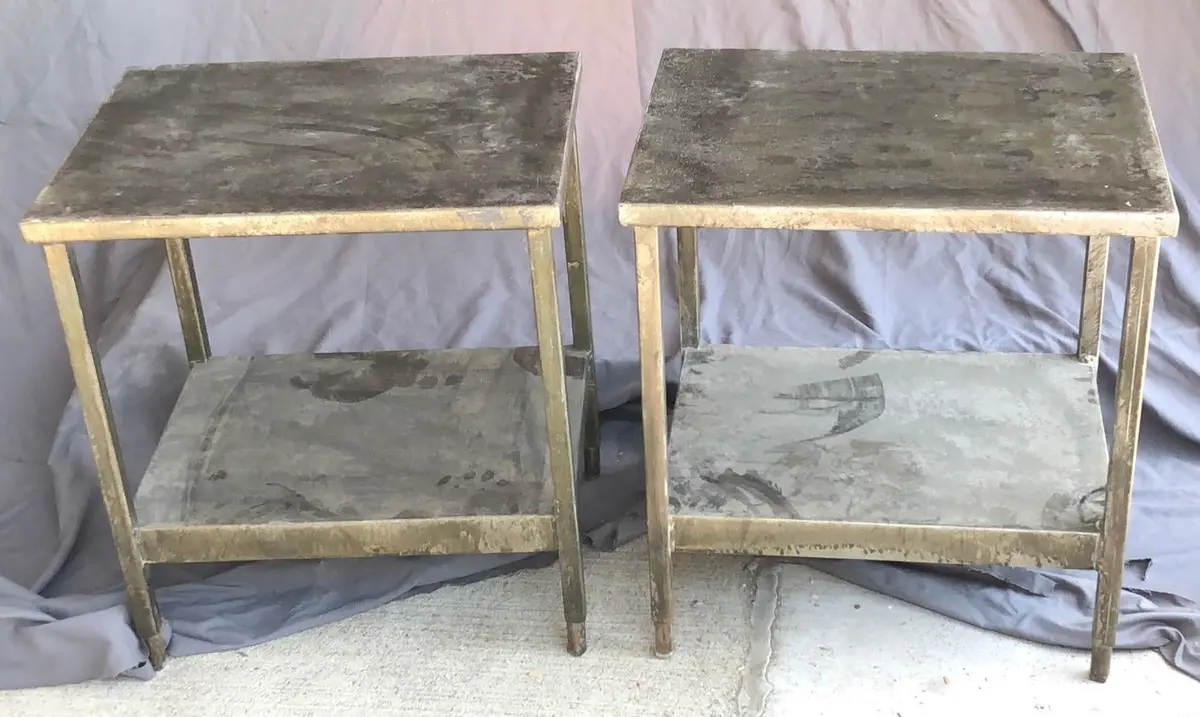 Pair Of Industrial Steel Side Tables 1
