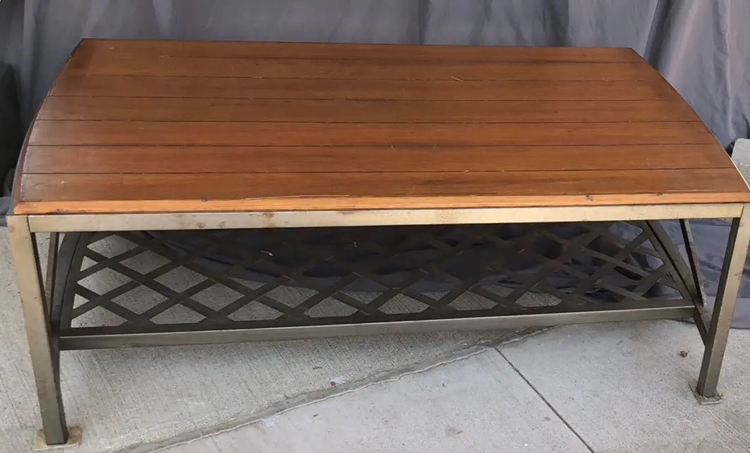 Large Metal Coffee Table With Wood Top 1