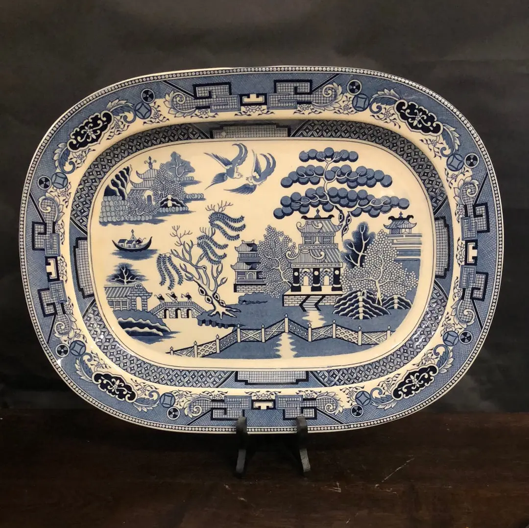 Large English Blue Willow Platter 1