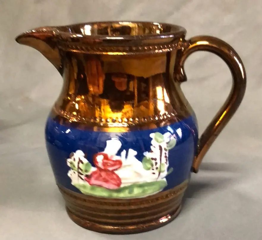 Small Copper Luster Pitcher With Girl 1