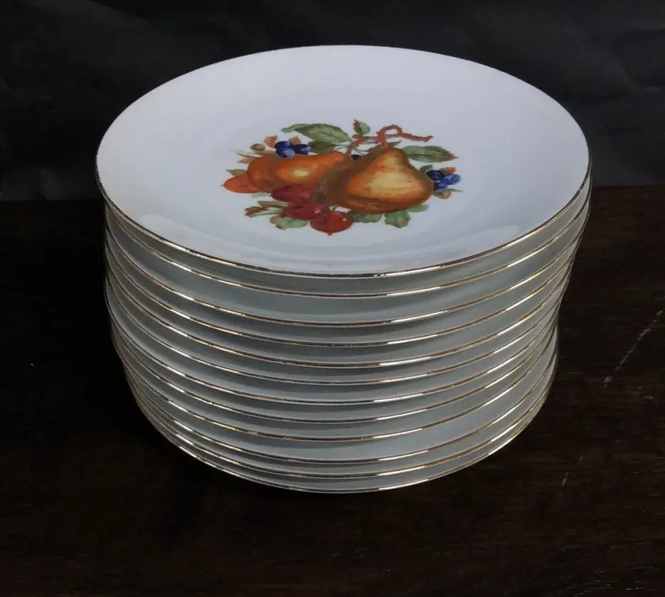 Set Of 12 Small German Fruit And Nuts Plate Each 1