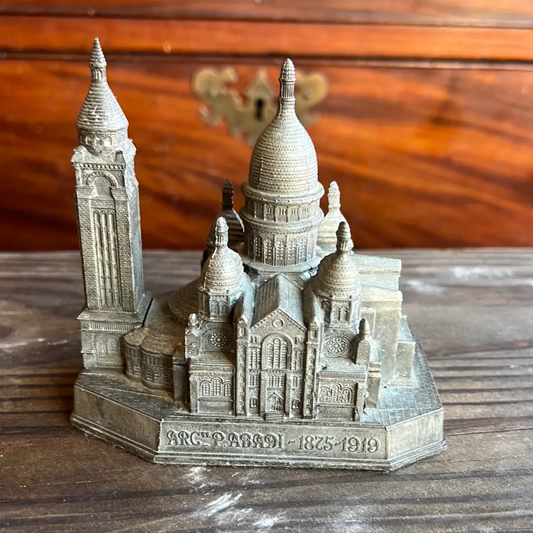 Souvenier Metal Statue Of Basilica Of The Sacred Heart Of Paris 1
