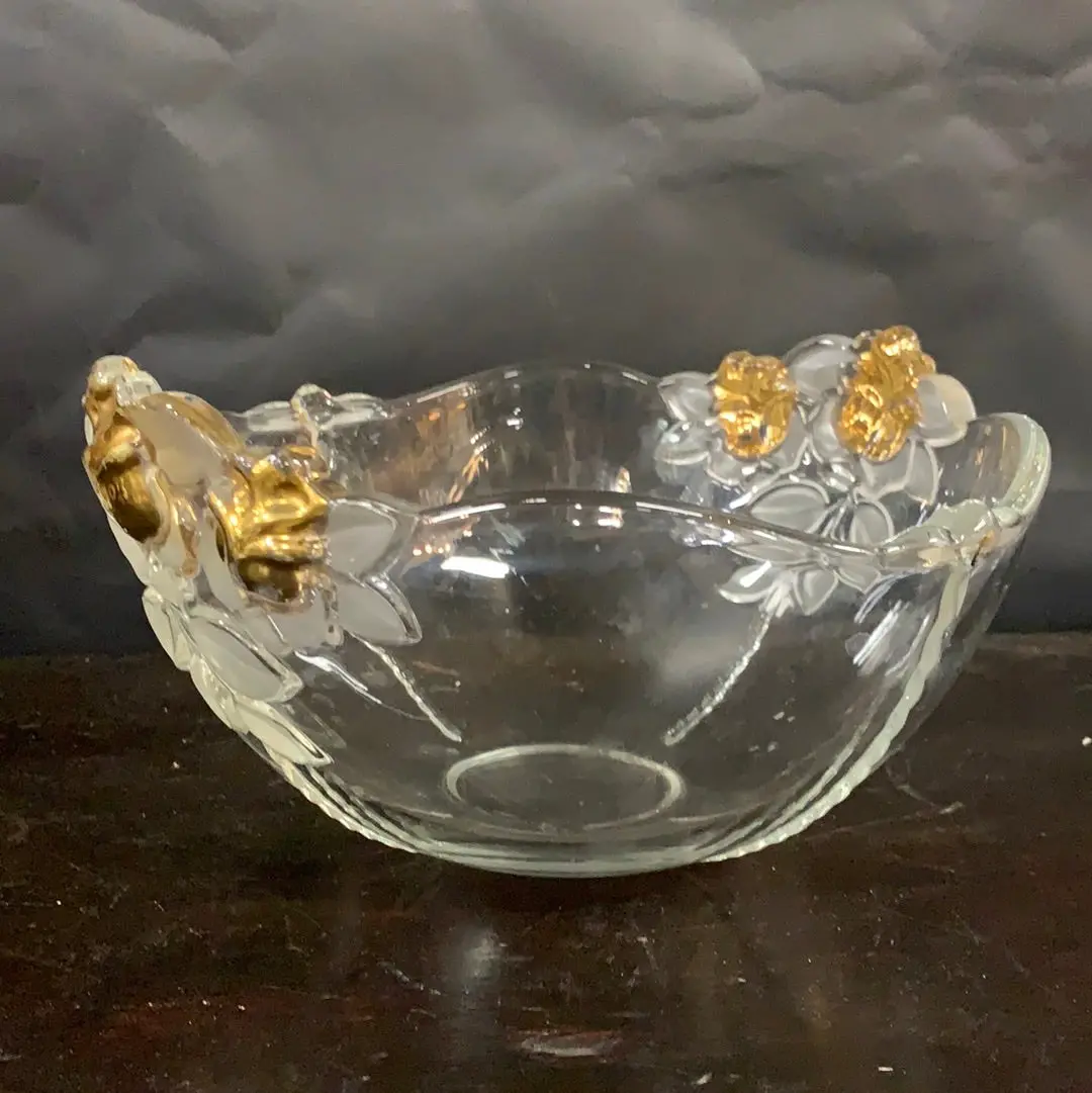 Glass Bowl With Gold Trim 1