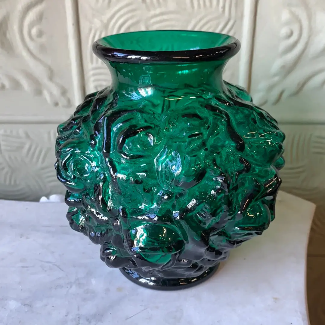 Emerald Green Chunky Green Glass Vase 1