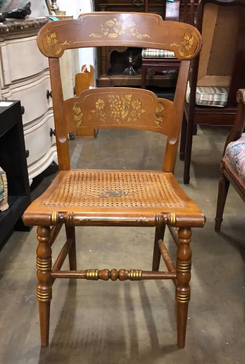 As Is Caned Empire Chair With Stencil 1