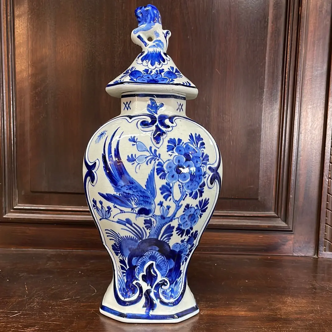 Medium Floral Blue And White Slender Ginger Jar 1