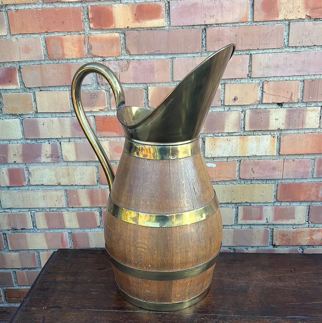 Oak And Brass Umbrella Holder (Pitcher) 1